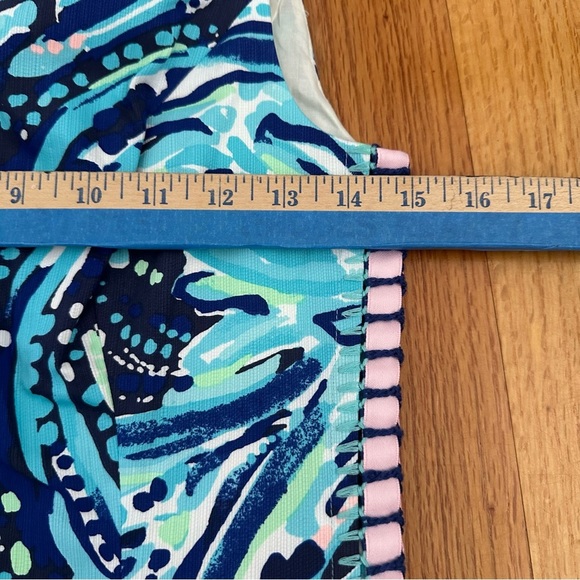 Lilly Pulitzer Womens Shift Dress Blue White Green Back Zip Sleevless Size 0(G) - Picture 12 of 13